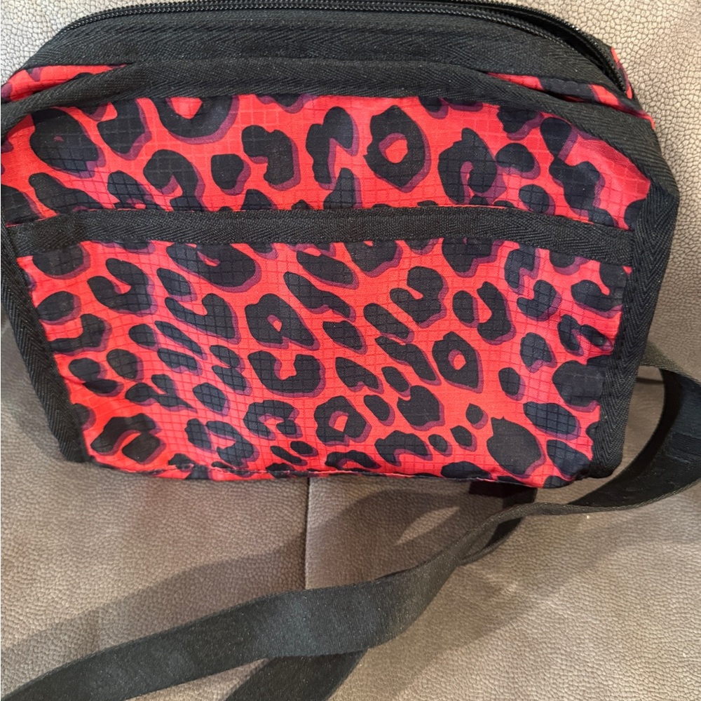 LeSportsac Black and Red Animal Print Crossbody Bag - Picture 3 of 4